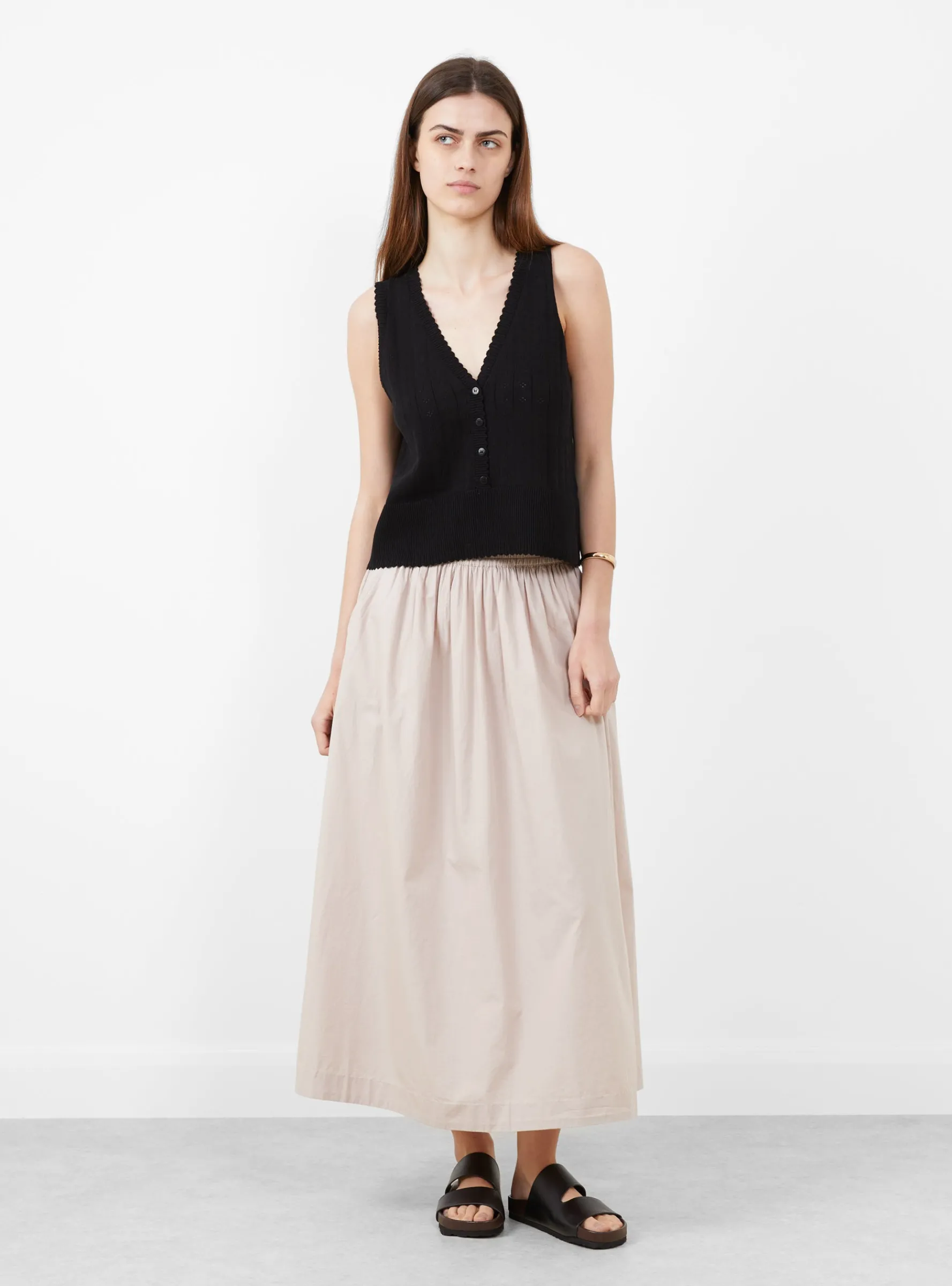 Organic Cotton Pointelle Waistcoat Black<Cordera Fashion