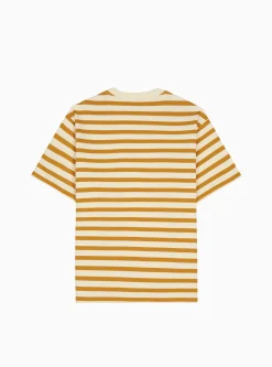 Organic T-shirt Gold & Ecru Stripe<Brain Dead Hot