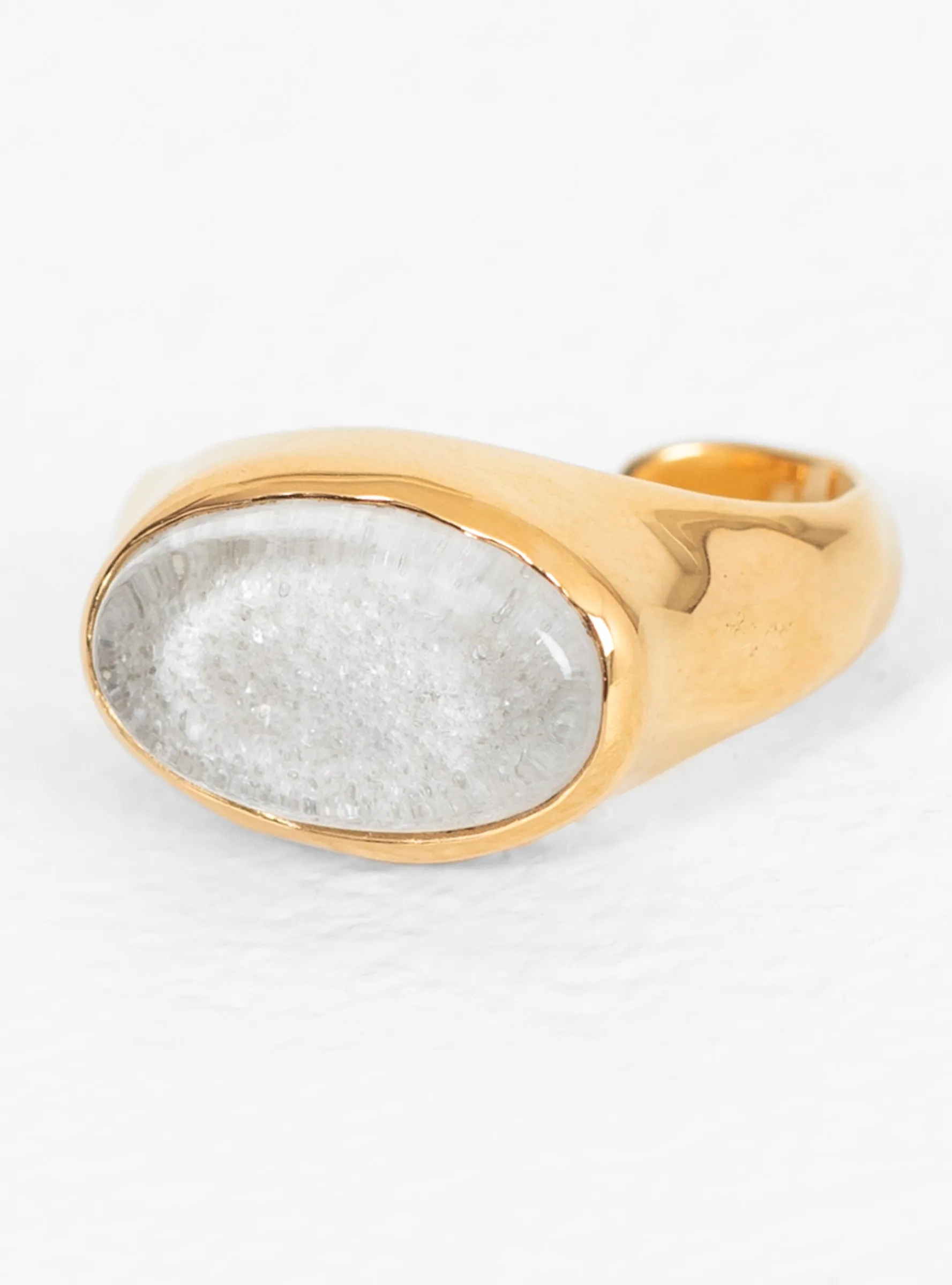 Oval Sculpture Gold-Plated Ear Cuff Snow<CLED Fashion