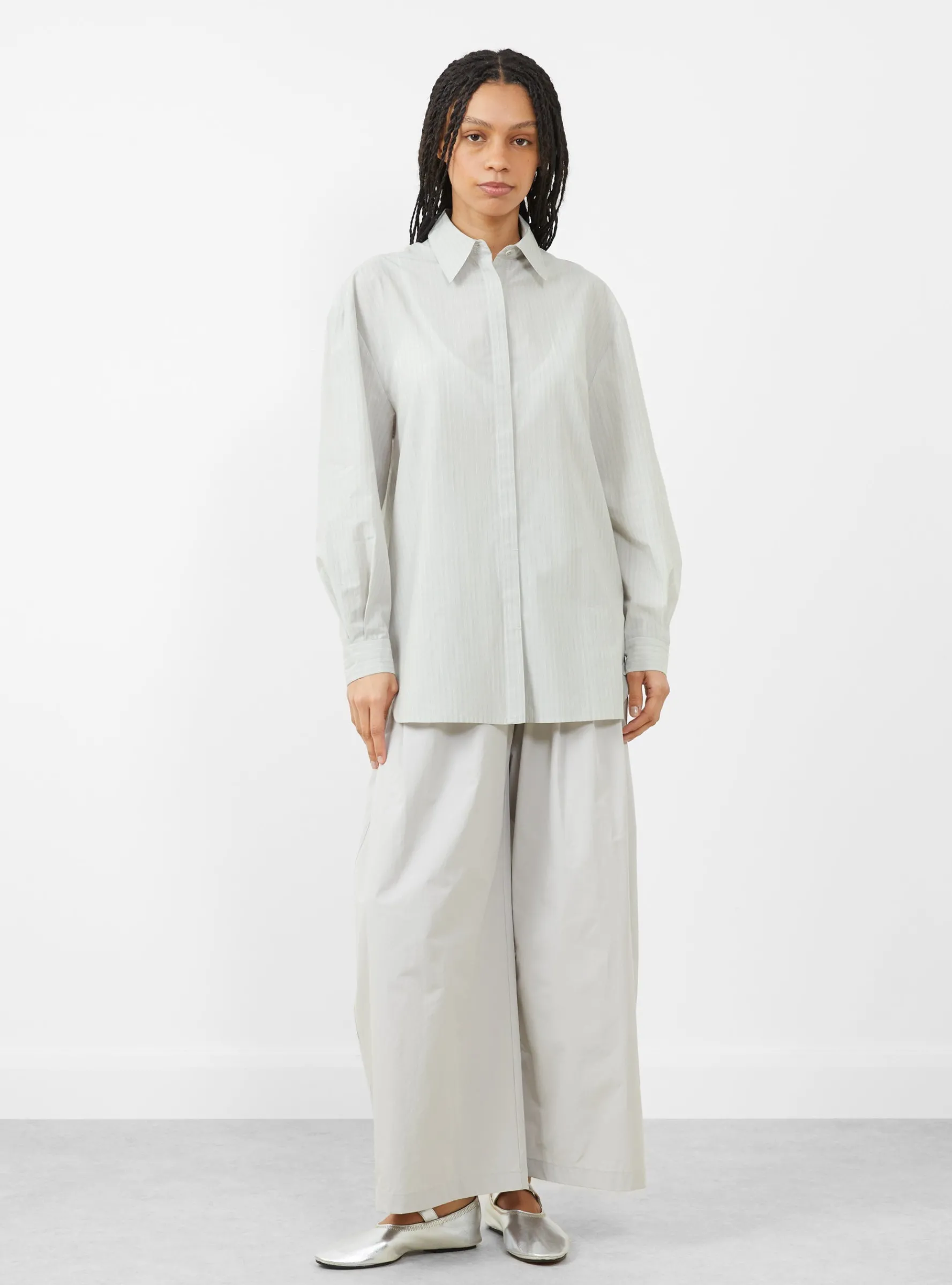Oversized Shirt Stripe<AMOMENTO Clearance
