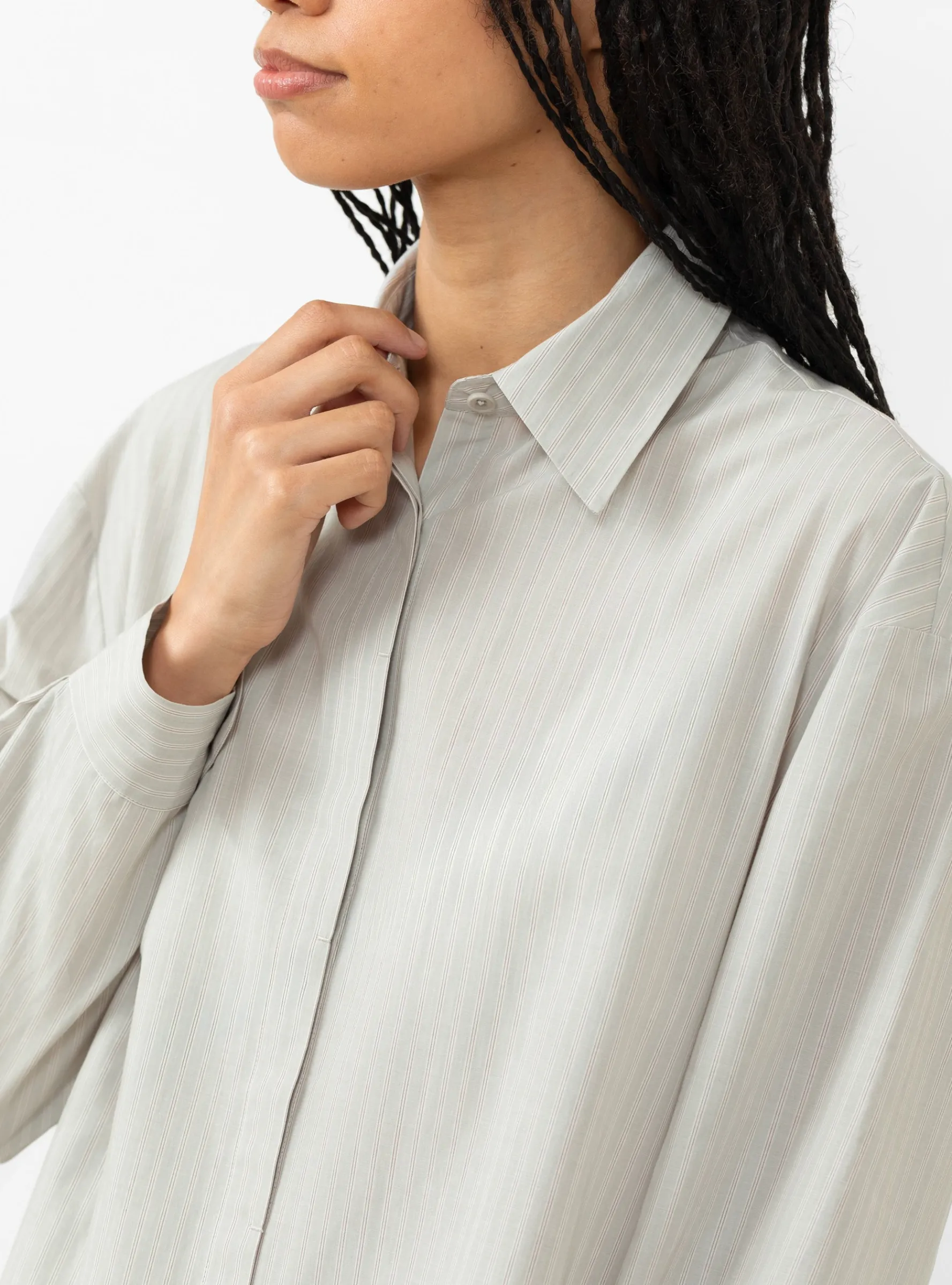 Oversized Shirt Stripe<AMOMENTO Clearance
