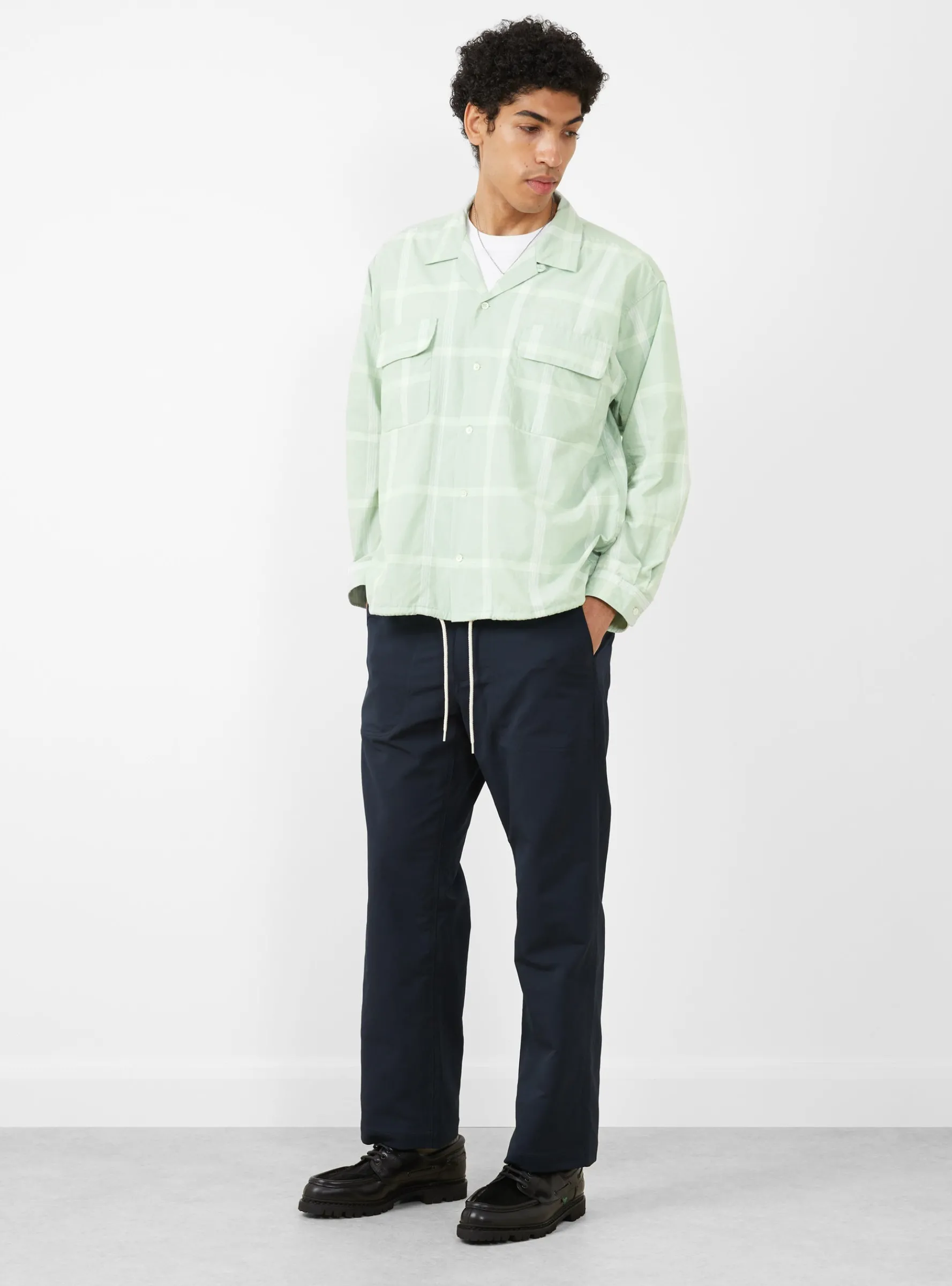 PALAKA Check Shirt Coral Green<nanamica Outlet