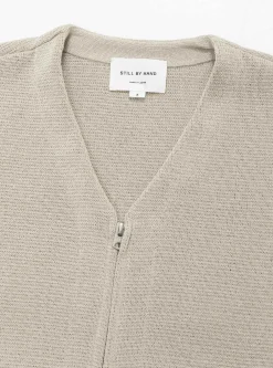 Paper Mixed Zip Up Cardigan Oatmeal<Still By Hand Clearance