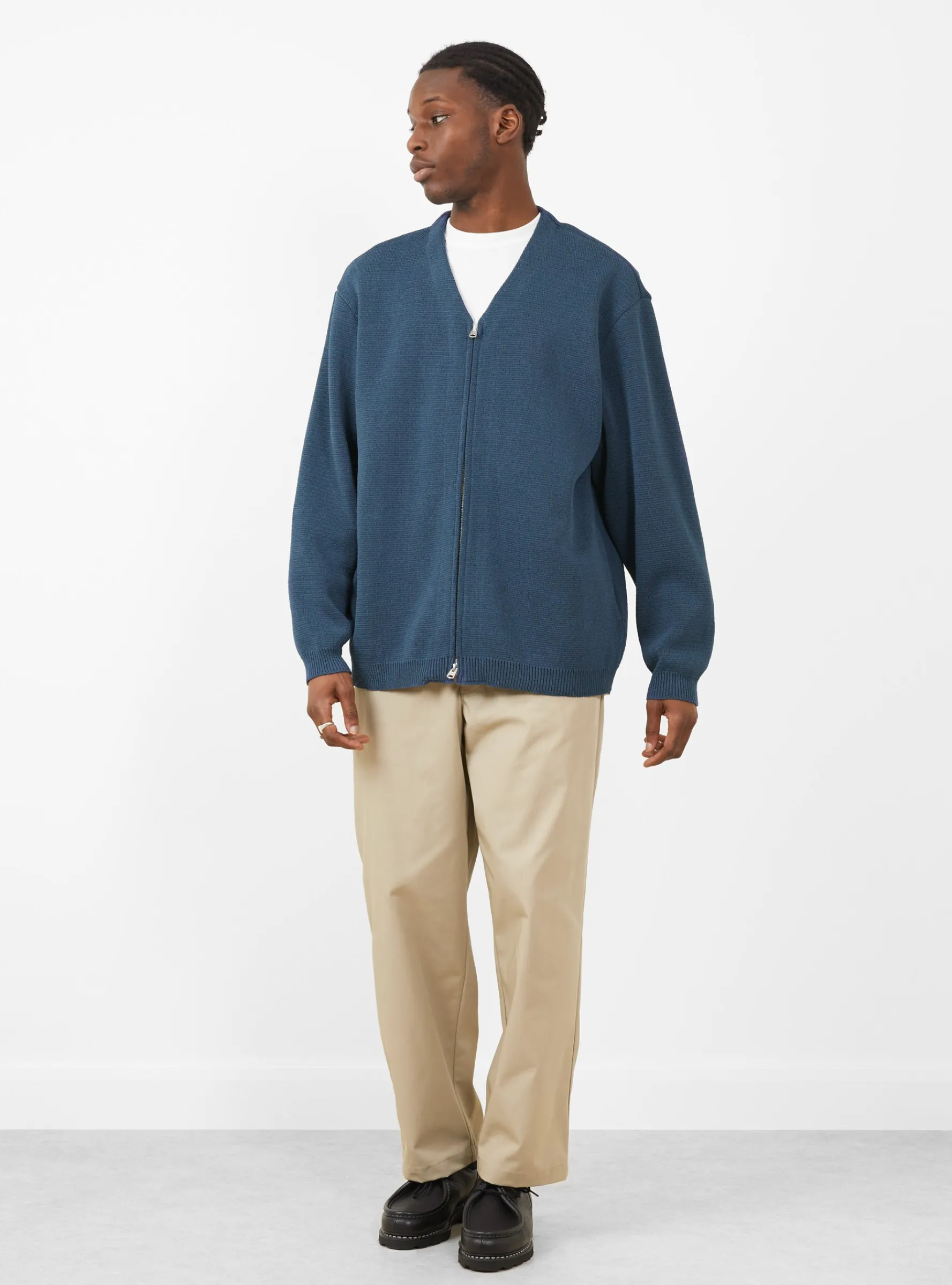 Paper Mixed Zip Up Cardigan Slate Blue<Still By Hand Discount