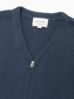 Paper Mixed Zip Up Cardigan Slate Blue<Still By Hand Discount