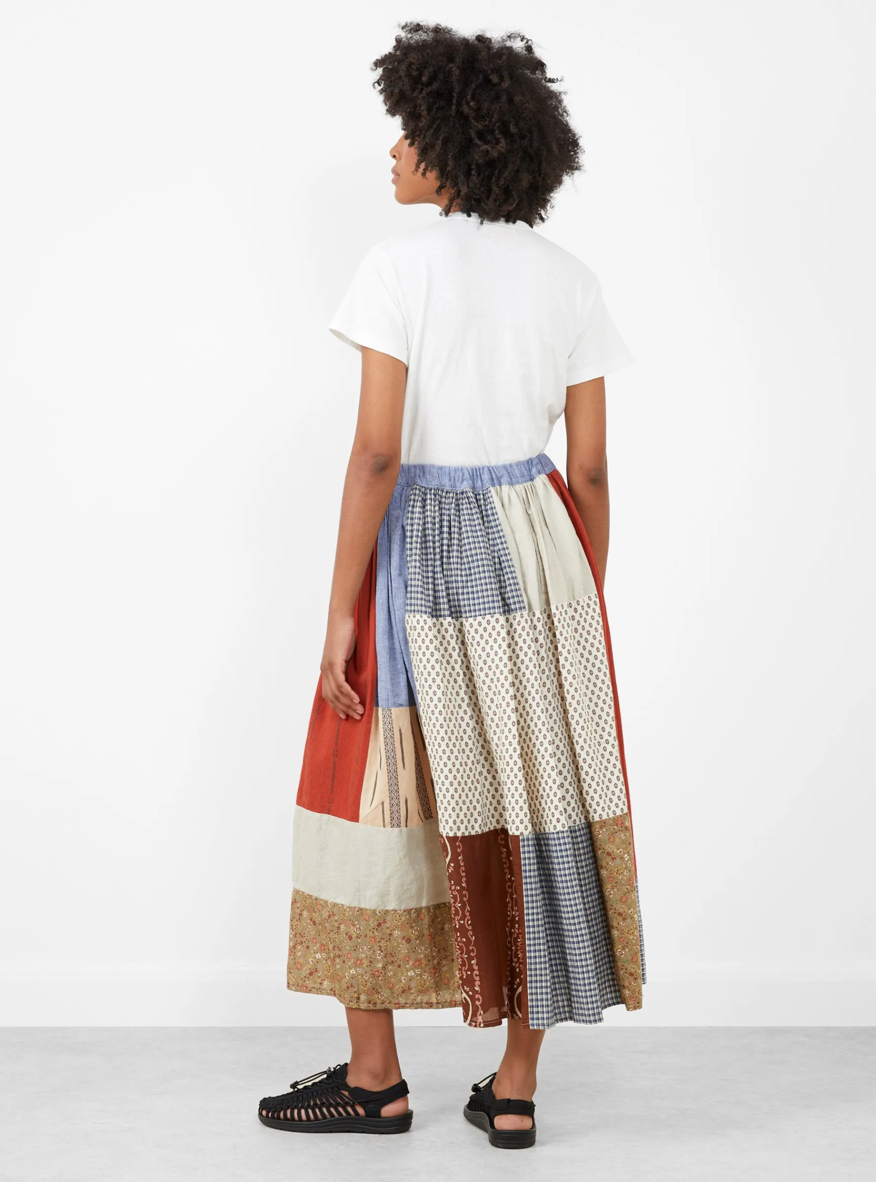 Patchwork Gathered Skirt Red Mix<Kapital Sale