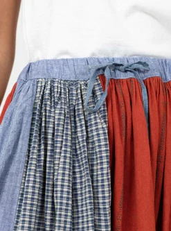 Patchwork Gathered Skirt Red Mix<Kapital Sale