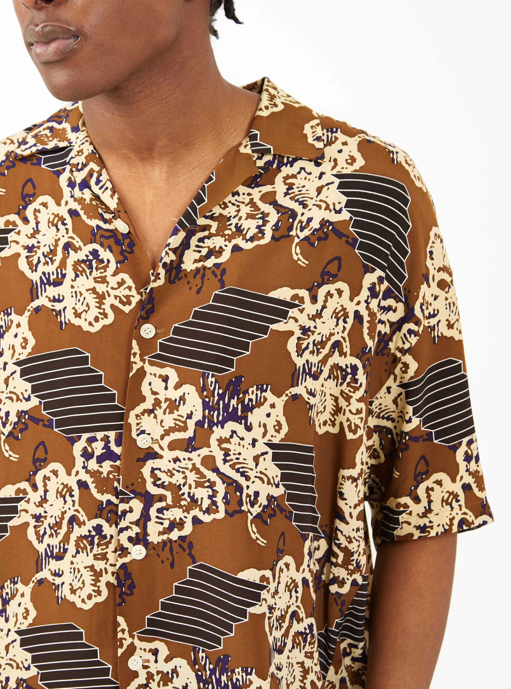 Patterned Shirt Brown<SOFTHYPHEN Fashion