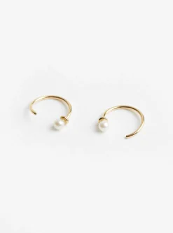 Pearl Hoop Earrings Gold<BEATRIZ PALACIOS Online