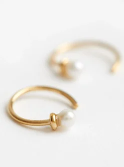 Pearl Hoop Earrings Gold<BEATRIZ PALACIOS Online