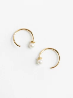 Pearl Hoop Earrings Gold<BEATRIZ PALACIOS Online