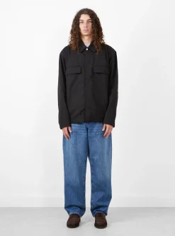 Pelle Fine Broken Twill Overshirt Black<NORSE PROJECTS Hot