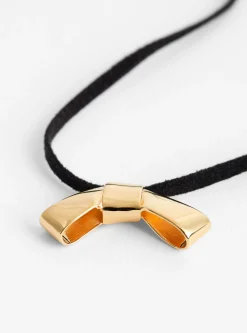 Petite Cravat Gold Necklace Black<Annika Inez New