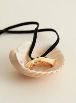 Petite Cravat Gold Necklace Black<Annika Inez New