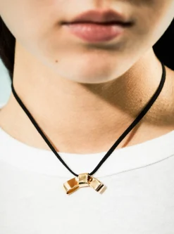 Petite Cravat Gold Necklace Black<Annika Inez New