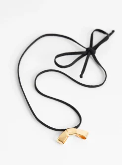 Petite Cravat Gold Necklace Black<Annika Inez New