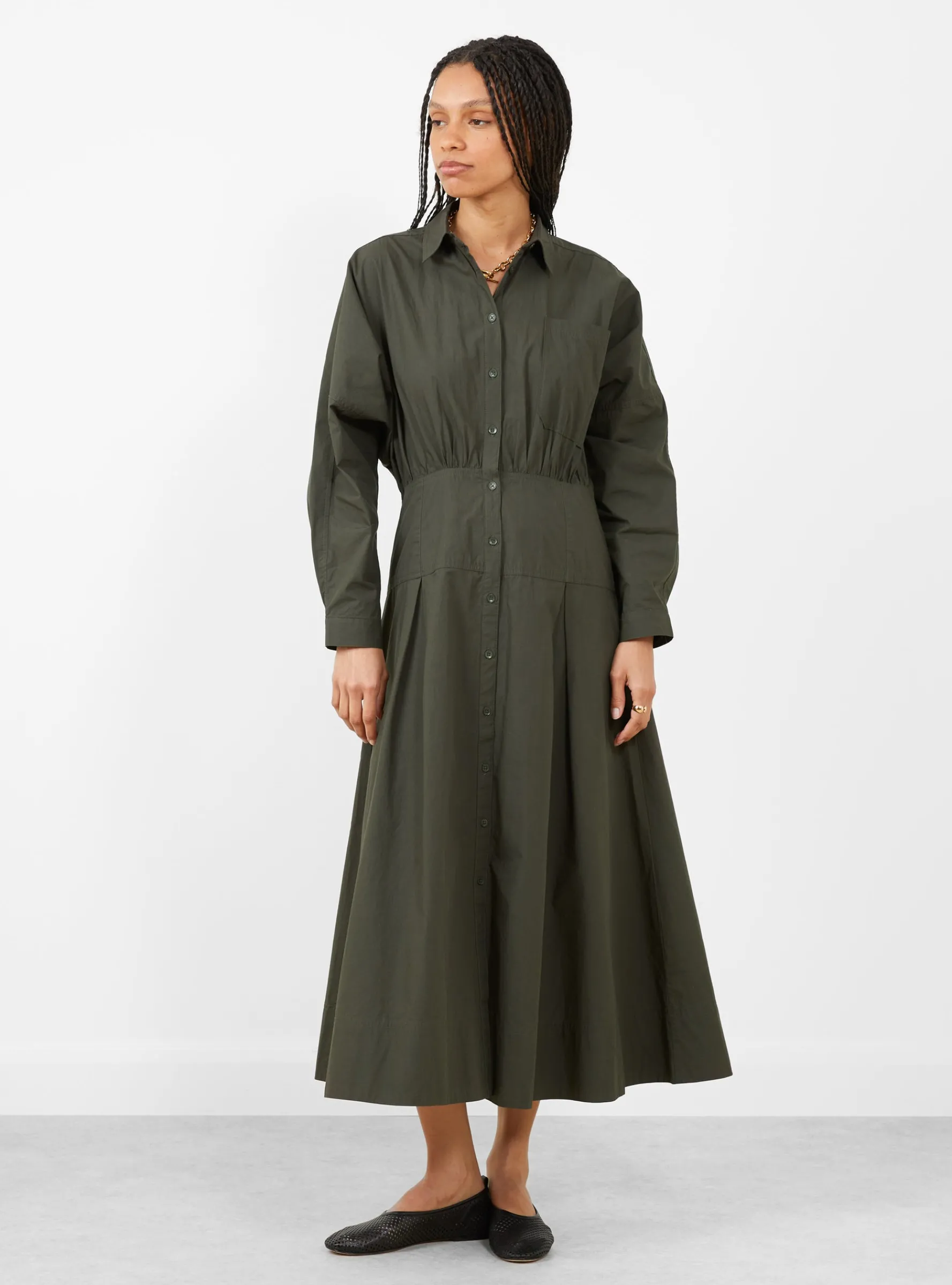 Pietra Maxi Shirt Dress Deep Olive<Apiece Apart Outlet