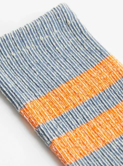 Pile Stripe Marl Socks Blue & Orange<ROTOTO Hot
