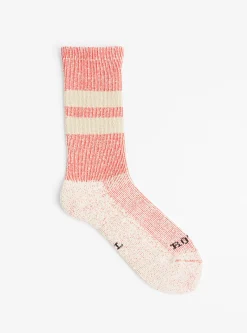 Pile Stripe Marl Socks Red & Beige<ROTOTO Online