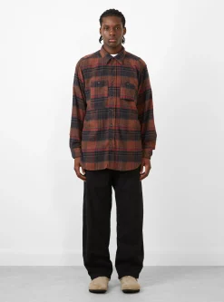 Plaid Flannel Work Shirt Orange & Red<Engineered Garments Online