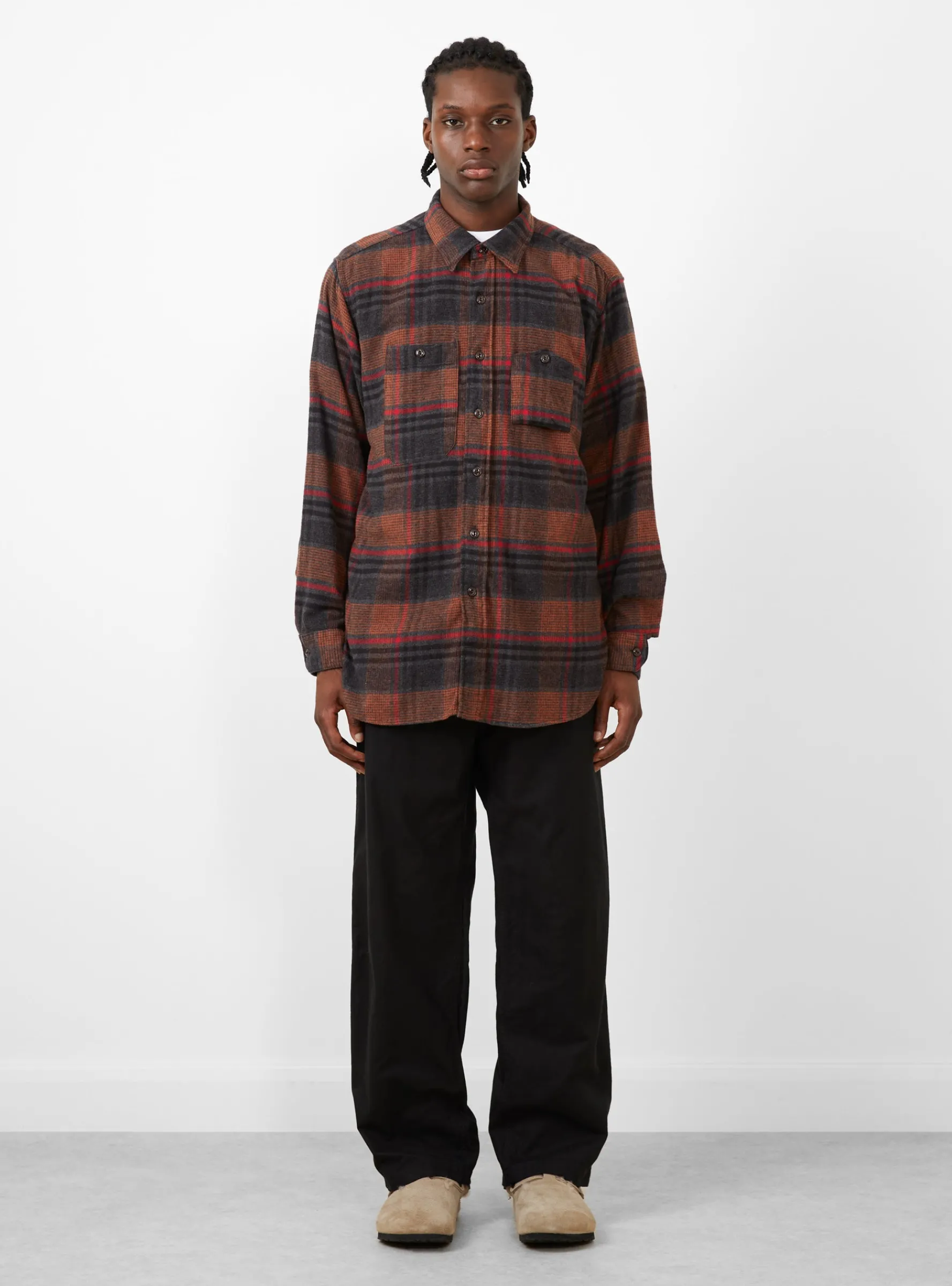 Plaid Flannel Work Shirt Orange & Red<Engineered Garments Online