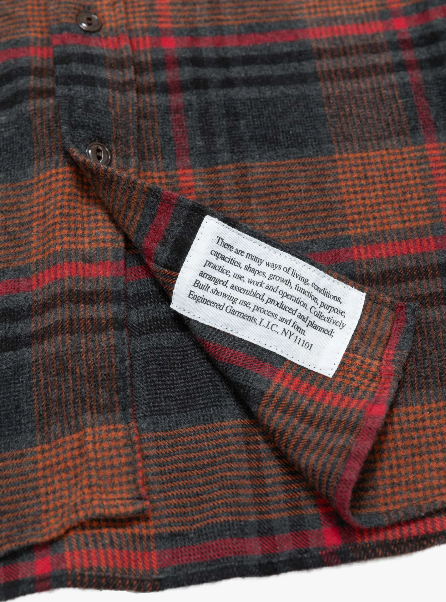 Plaid Flannel Work Shirt Orange & Red<Engineered Garments Online