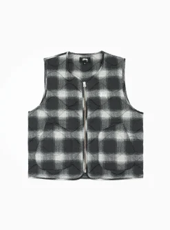 Plaid Nylon Liner Vest Black<Stussy Sale