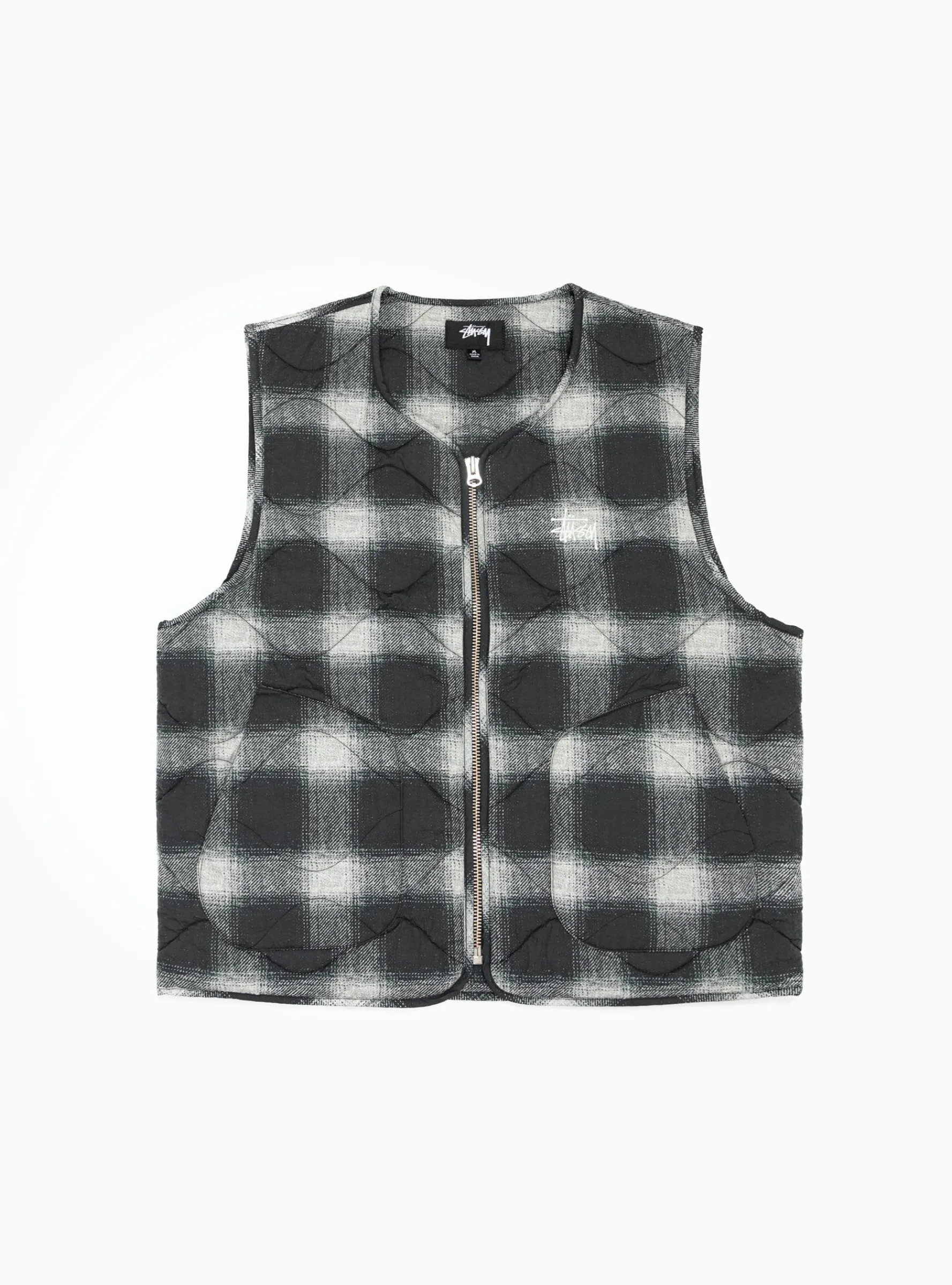 Plaid Nylon Liner Vest Black<Stussy Sale