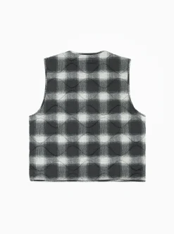 Plaid Nylon Liner Vest Black<Stussy Sale