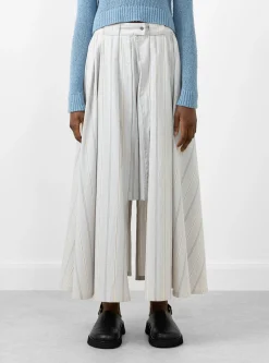 Pleated Skort Blue/Brown/White<Cawley Best