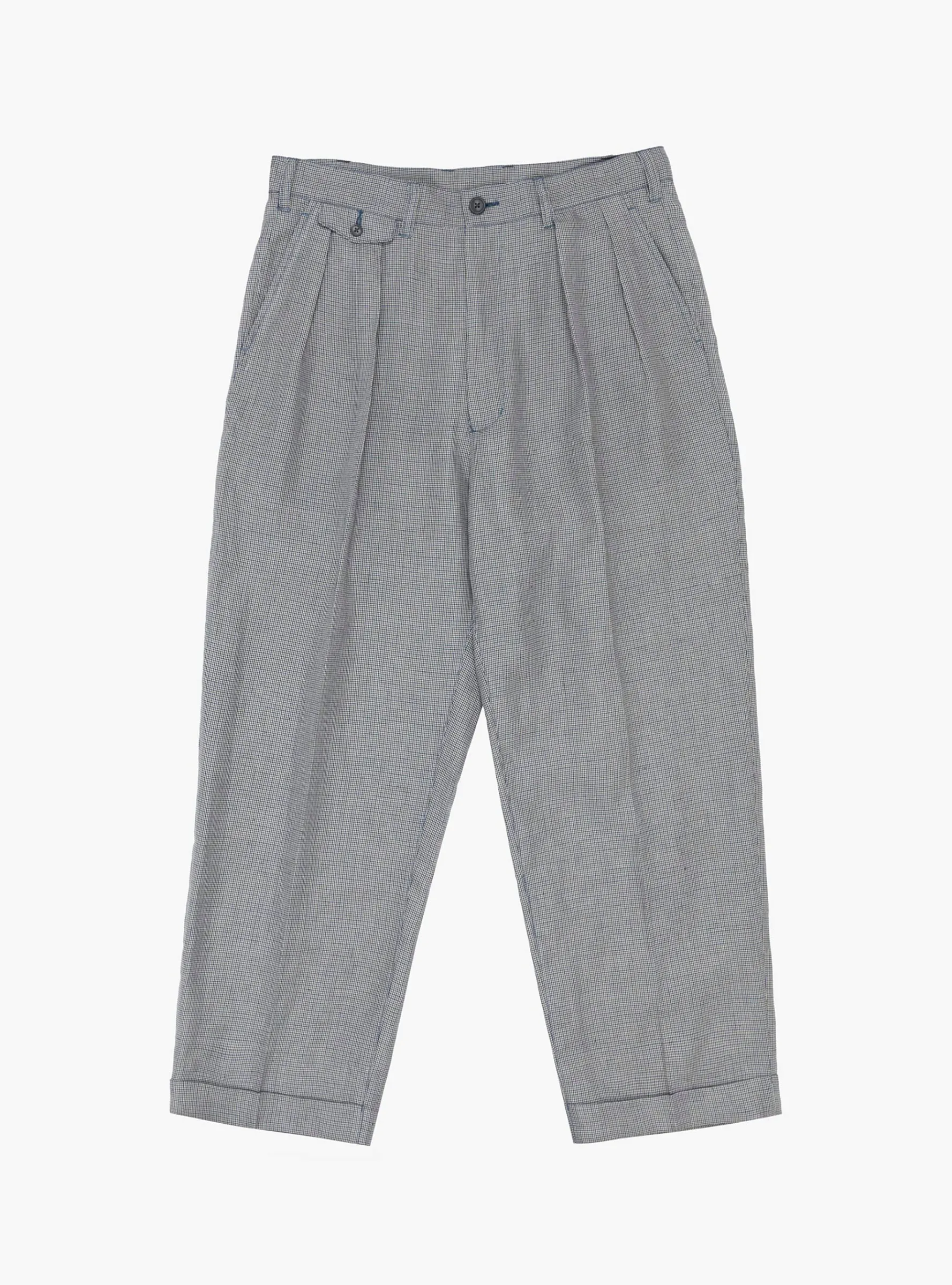 2 Pleats Trousers Linen Cupra Gun Club Check<Beams Plus Clearance