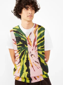 Printed Sweater Vest Pink & Green<Stüssy Best