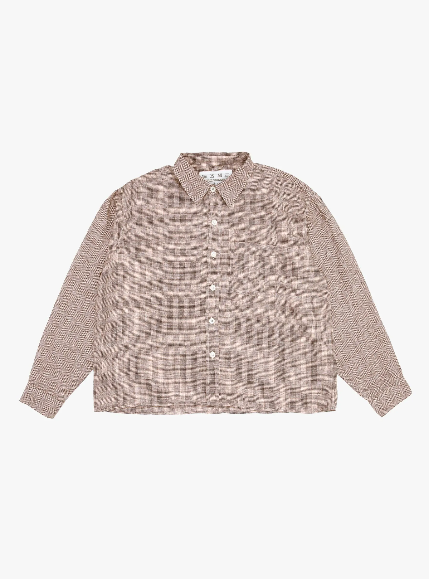 Priority Shirt Brown Linen Check<mfpen Outlet