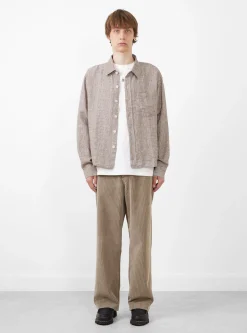 Priority Shirt Brown Linen Check<mfpen Outlet