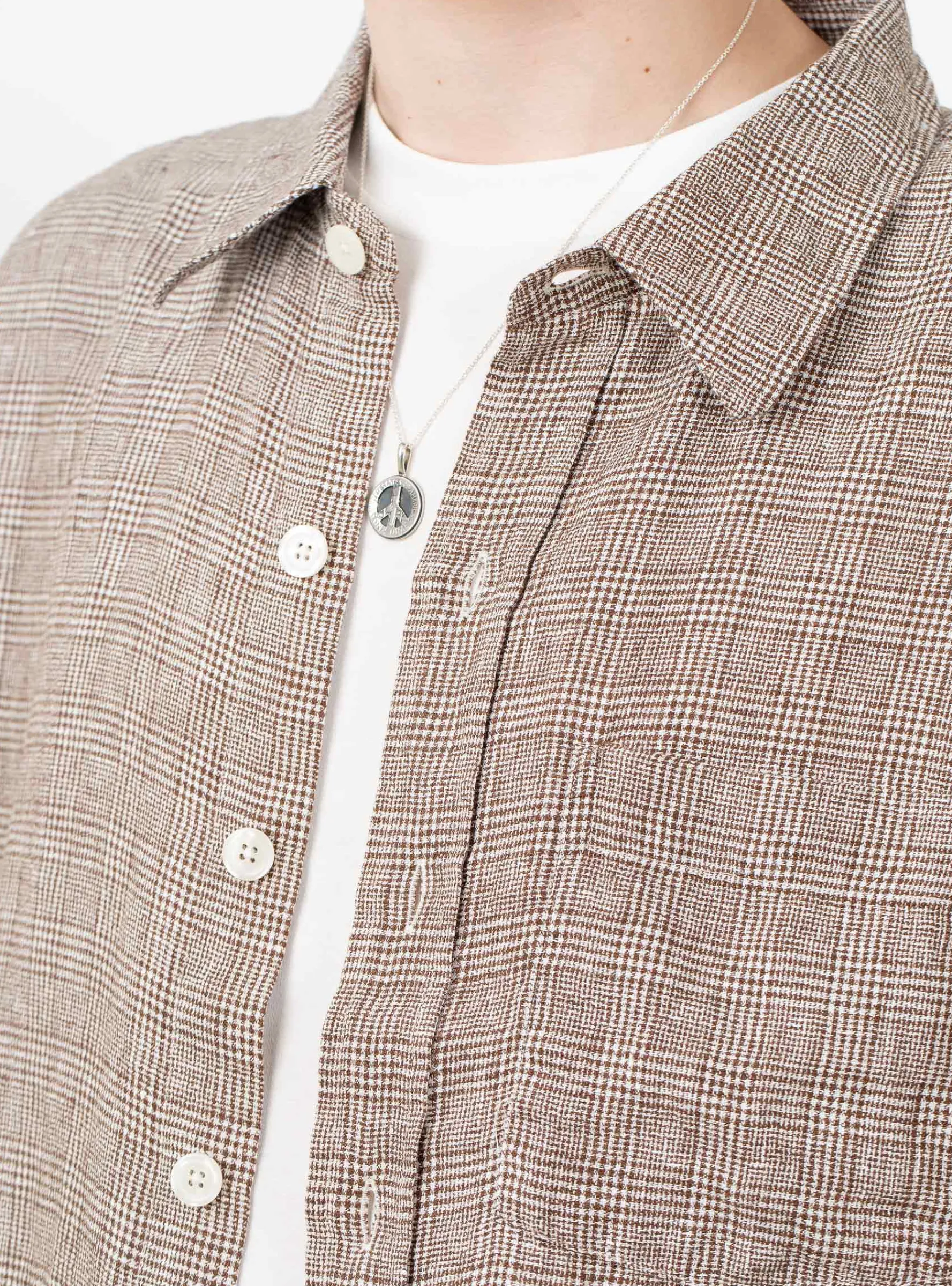 Priority Shirt Brown Linen Check<mfpen Outlet
