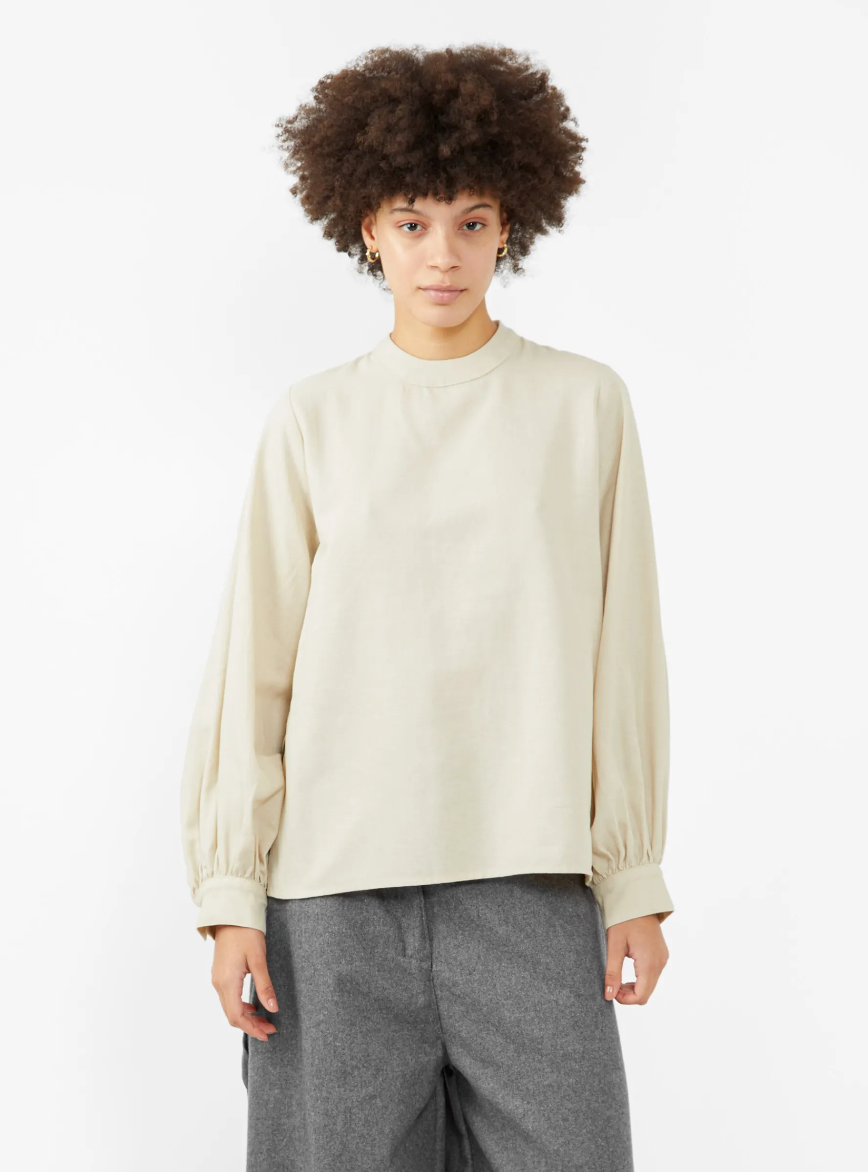 Puff Sleeve Blouse Ivory<Black Crane Clearance