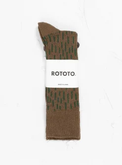 Rain Drop Crew Socks Olive Drab & Green<ROTOTO Discount