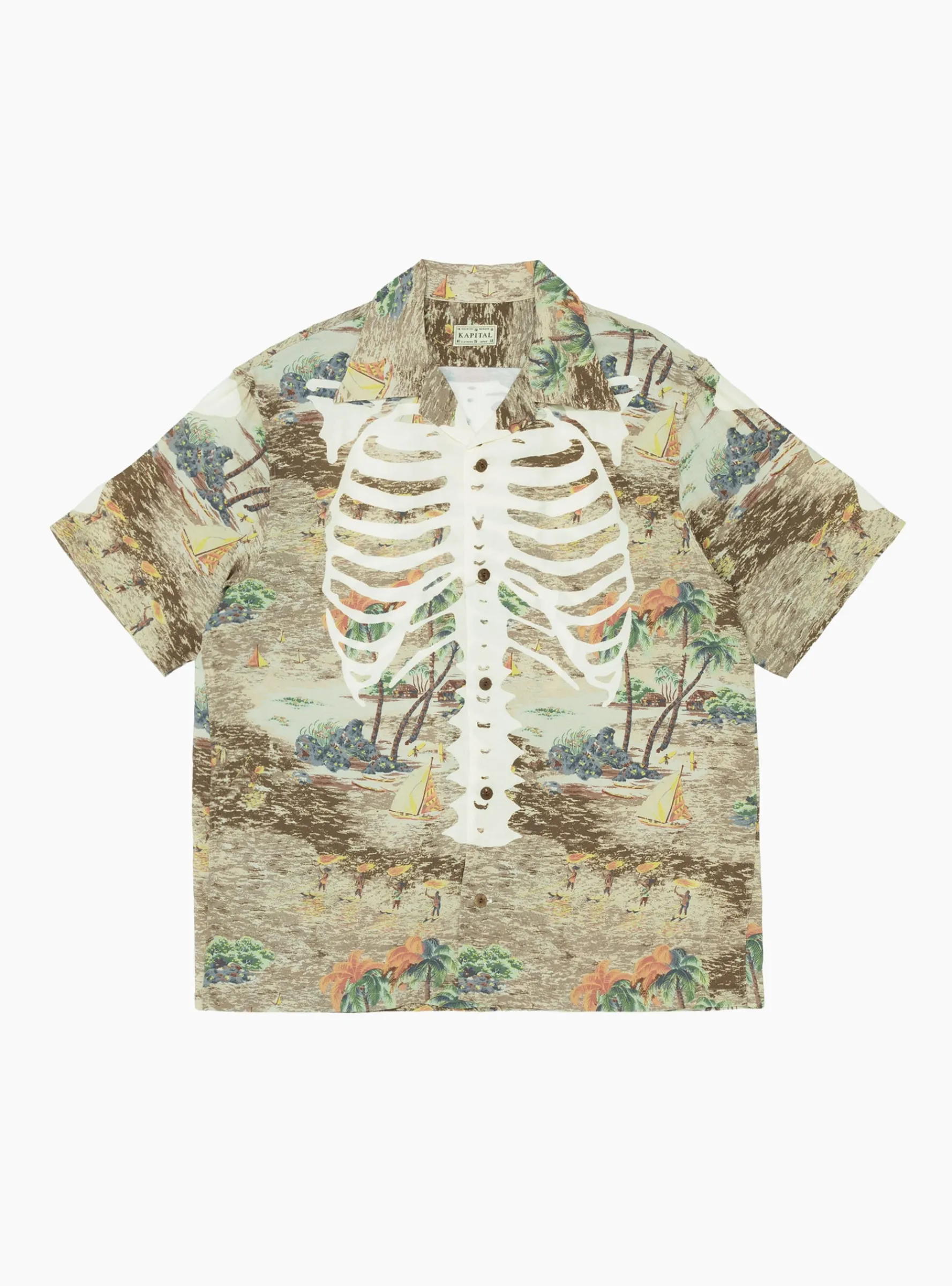 Rayon KAMEKAMEHA BONE Aloha Shirt Brown<Kapital Sale