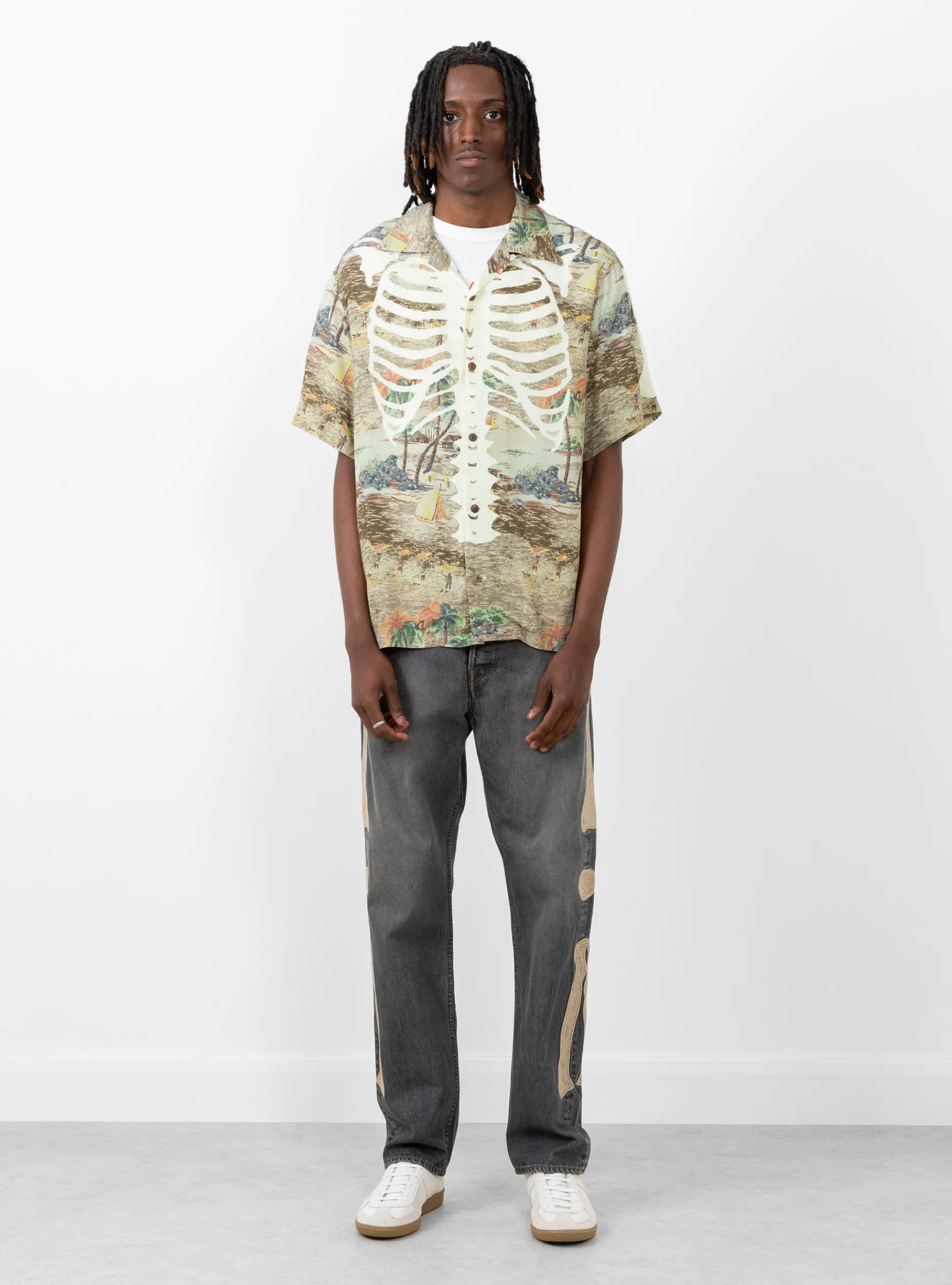 Rayon KAMEKAMEHA BONE Aloha Shirt Brown<Kapital Sale