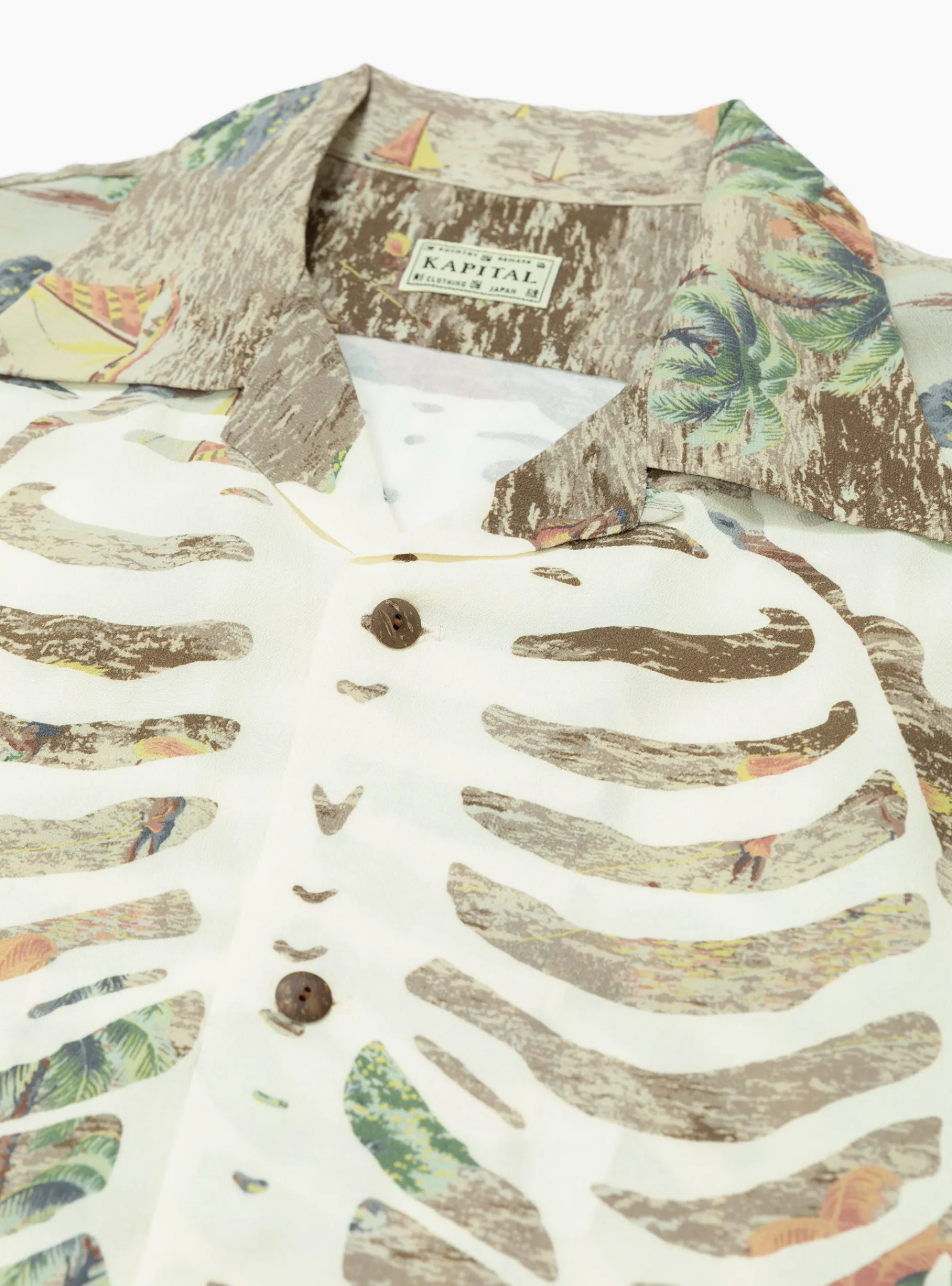 Rayon KAMEKAMEHA BONE Aloha Shirt Brown<Kapital Sale