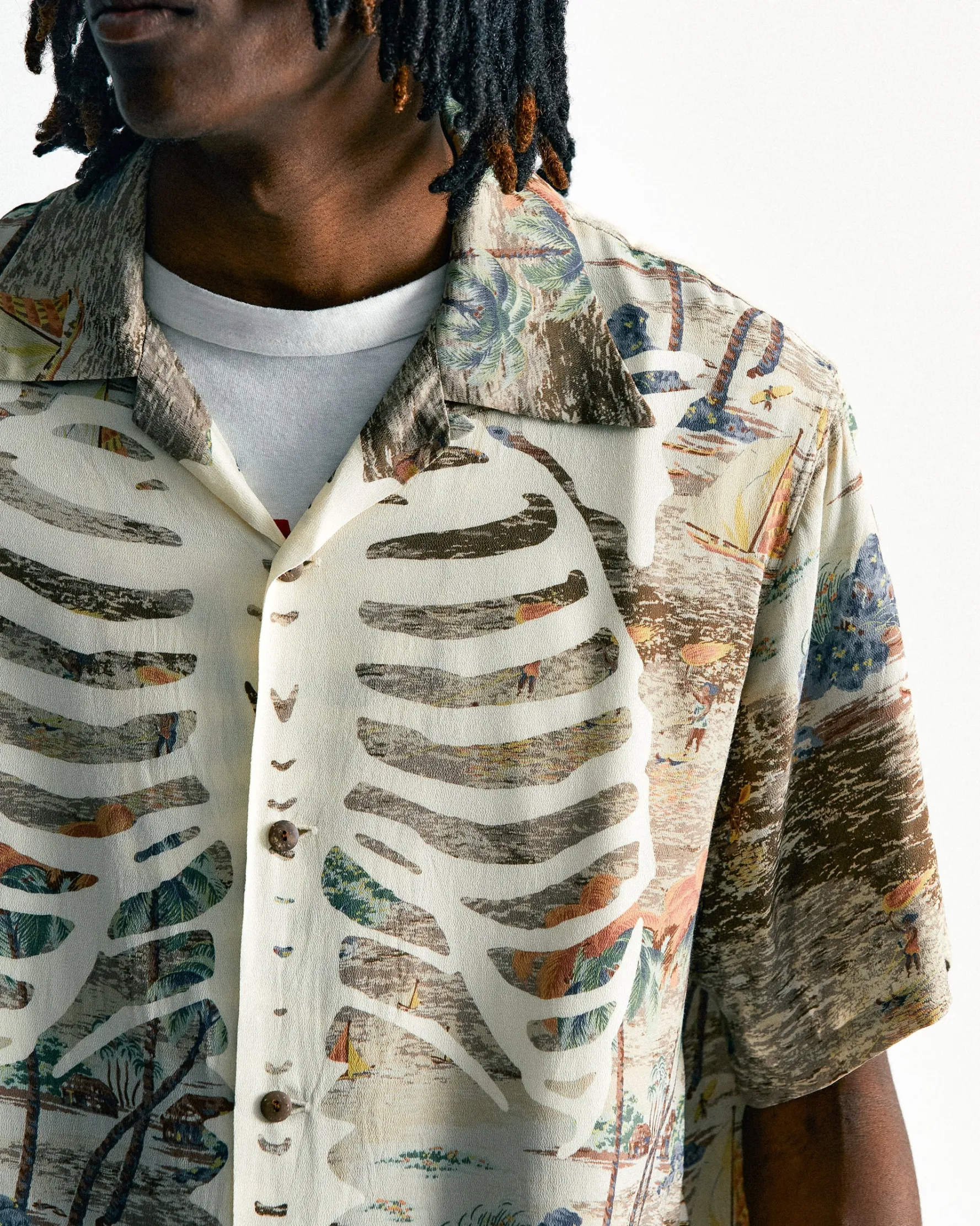 Rayon KAMEKAMEHA BONE Aloha Shirt Brown<Kapital Sale