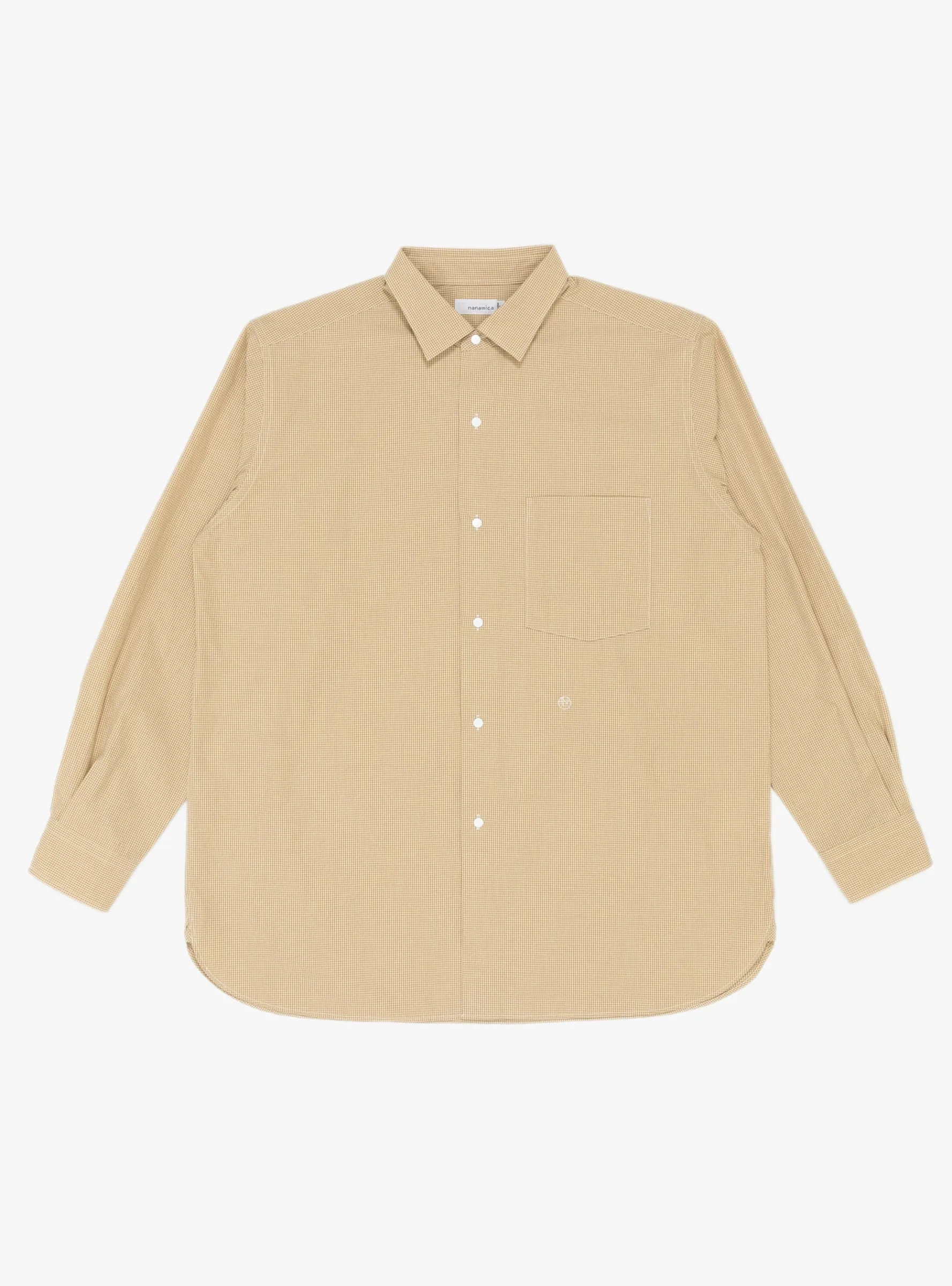 Regular Collar Gingham Check Wind Shirt Beige<nanamica Best