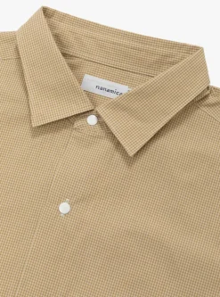 Regular Collar Gingham Check Wind Shirt Beige<nanamica Best