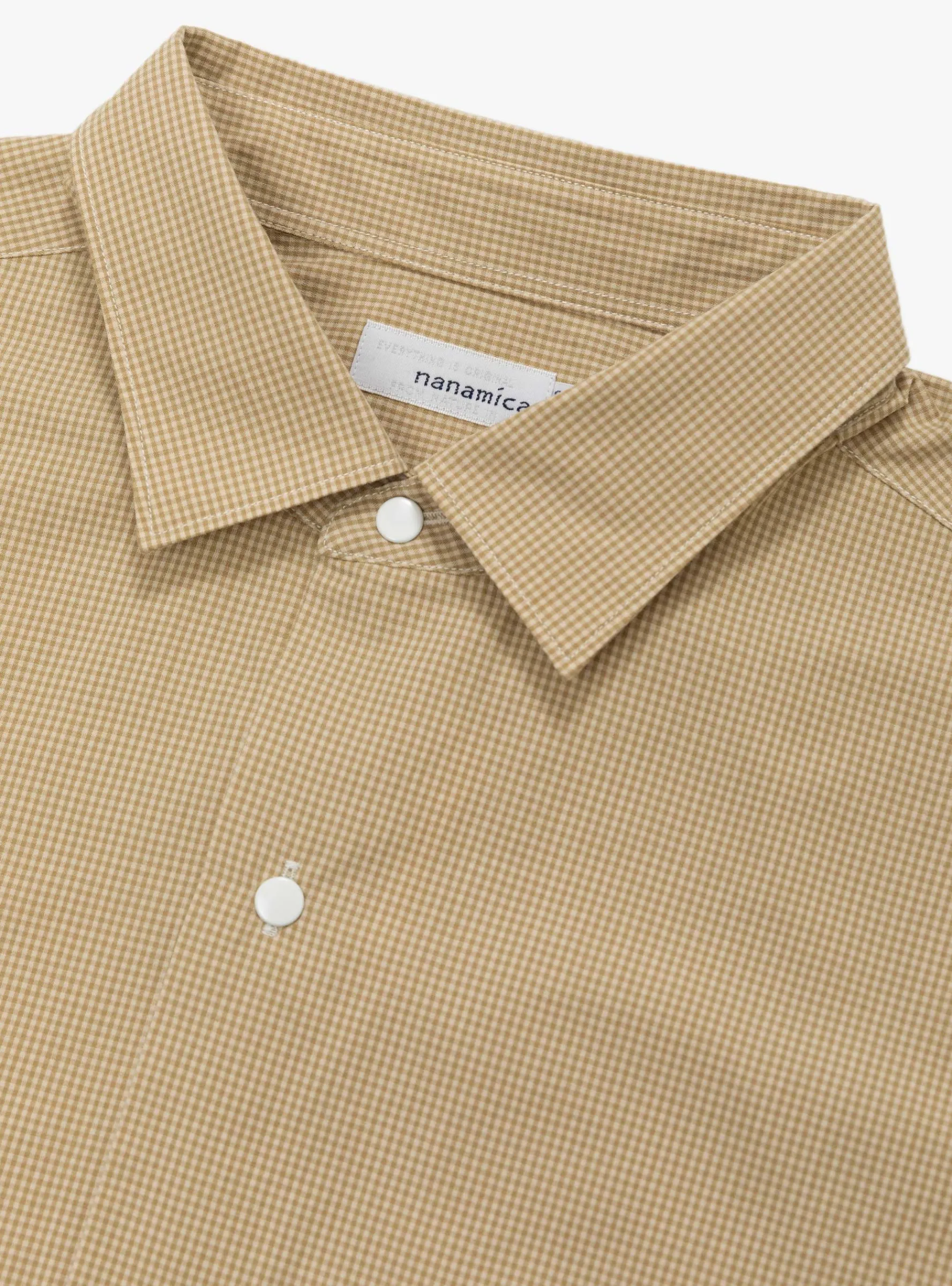 Regular Collar Gingham Check Wind Shirt Beige<nanamica Best