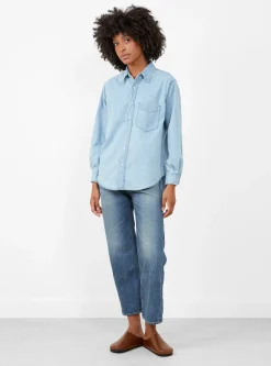 Regular Collar Light Denim Shirt Indigo Bleach<nanamica Best