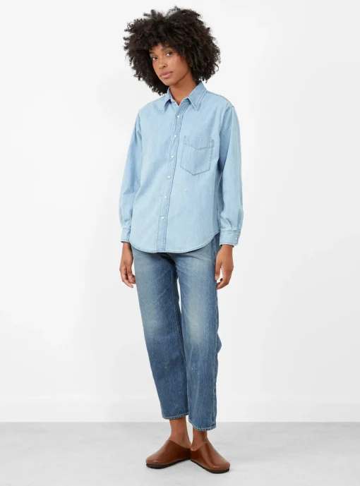 Regular Collar Light Denim Shirt Indigo Bleach<nanamica Best