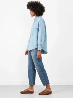 Regular Collar Light Denim Shirt Indigo Bleach<nanamica Best