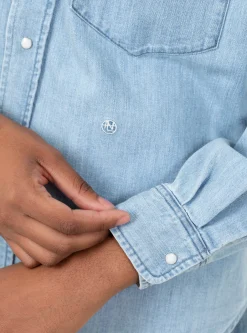 Regular Collar Light Denim Shirt Indigo Bleach<nanamica Best