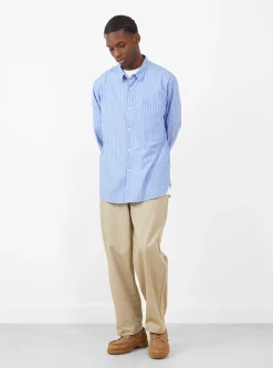 Regular Collar Shirt Blue Stripe<Still By Hand New