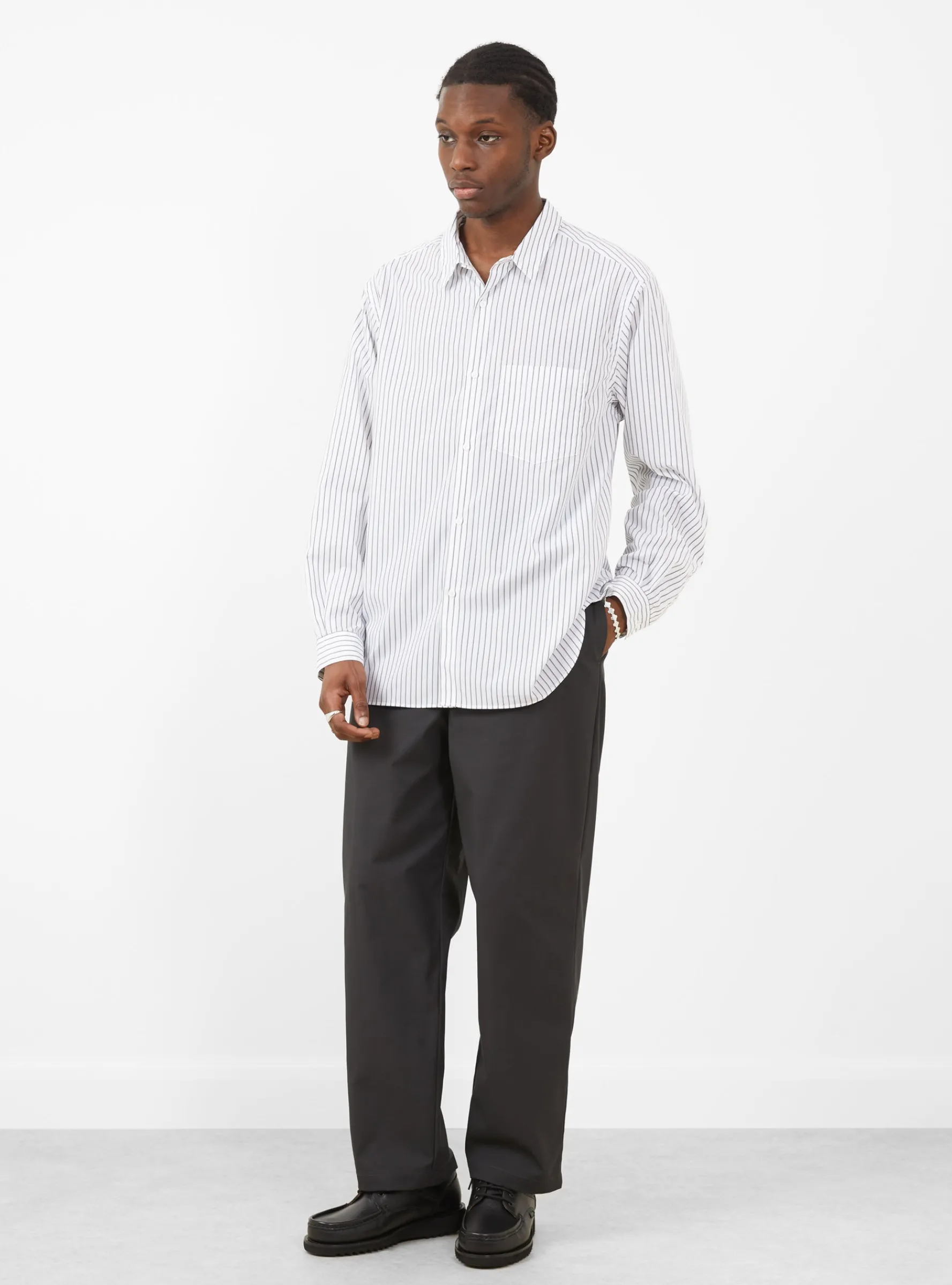 Regular Collar Shirt White Stripe<Still By Hand Fashion